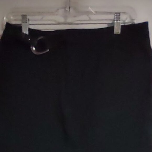 CHAPS BLACK DENIM PENCIL SKIRT SILVER BUCKLE FAUX BELT ACCENT 4 POCKET SIZE 8 - Picture 2 of 13